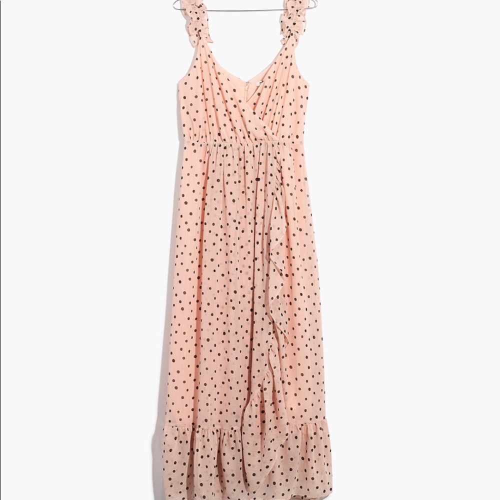 Madewell Ruffle-Strap Wrap Dress in Inkspot Dots